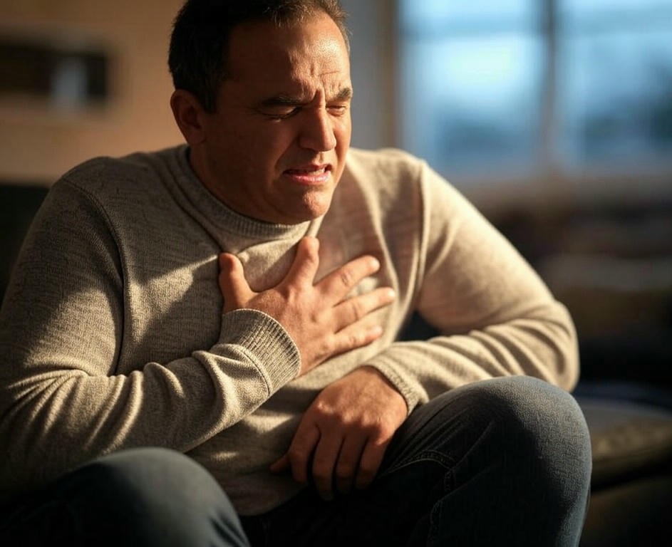 man with chest pain